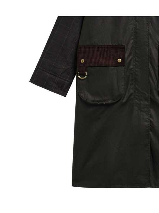 Trench Kirklees olive long manches & dos tartan Barbour femme LWX 1579 OL52 boutique Strasbourg coat store shop online poche
