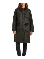 Trench Kirklees olive long manches & dos tartan Barbour femme LWX 1579 OL52 boutique Strasbourg coat store shop online front