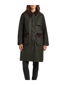 Trench Kirklees olive long manches & dos tartan Barbour femme LWX 1579 OL52 boutique Strasbourg coat store shop online front