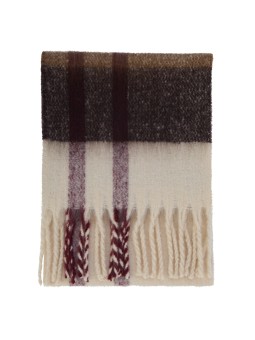 Echarpe franges épaisse douce écru bordeaux Isla Barbour femme homme LSC 0293 TN30 front