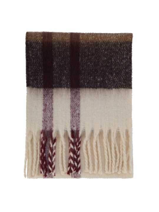 Echarpe franges épaisse douce écru bordeaux Isla Barbour femme homme LSC 0293 TN30 front