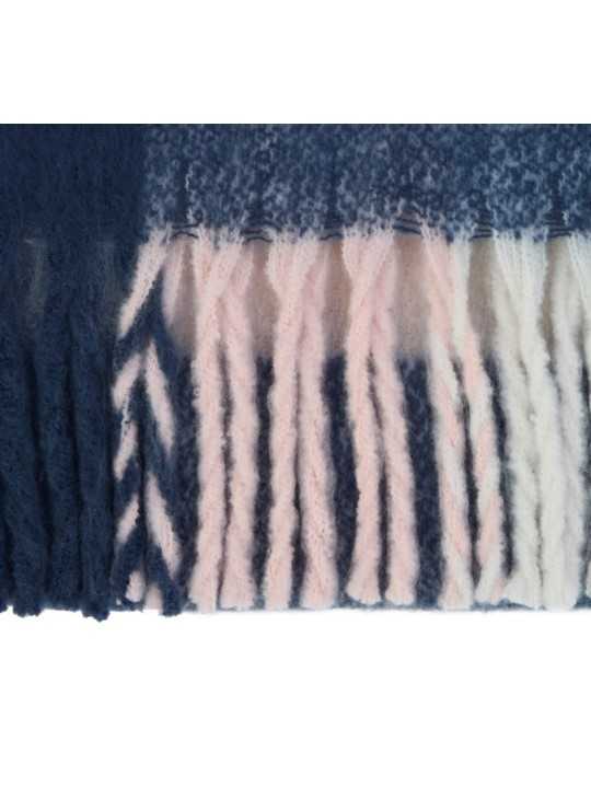 ECHARPE FRANGES EPAISSE DOUCE ROSE ECRU BLEU MARIE LSC 0460 NY91 Barbour femme homme détail