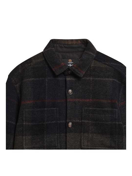 BLOUSON CHEMISE TARTAN SHADOW VERT NAVY FLANELLE NYLON MOS 0511 TN43 Barbour homme boutique Strasbourg shop online store col