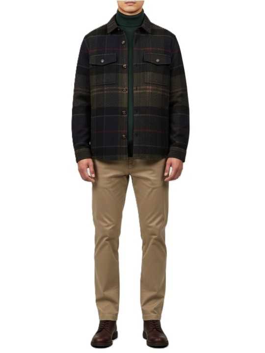 BLOUSON CHEMISE TARTAN SHADOW VERT NAVY FLANELLE NYLON MOS 0511 TN43 Barbour homme
