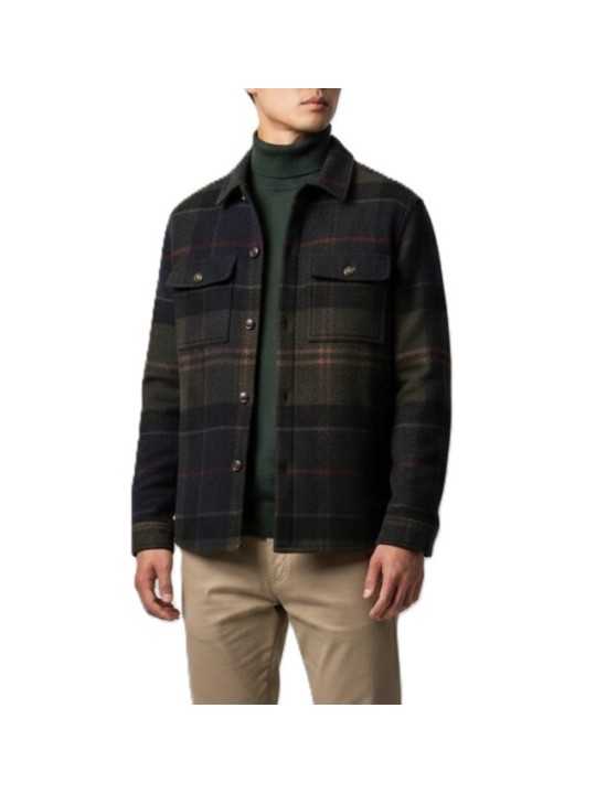 BLOUSON CHEMISE TARTAN SHADOW VERT NAVY FLANELLE NYLON MOS 0511 TN43 Barbour homme