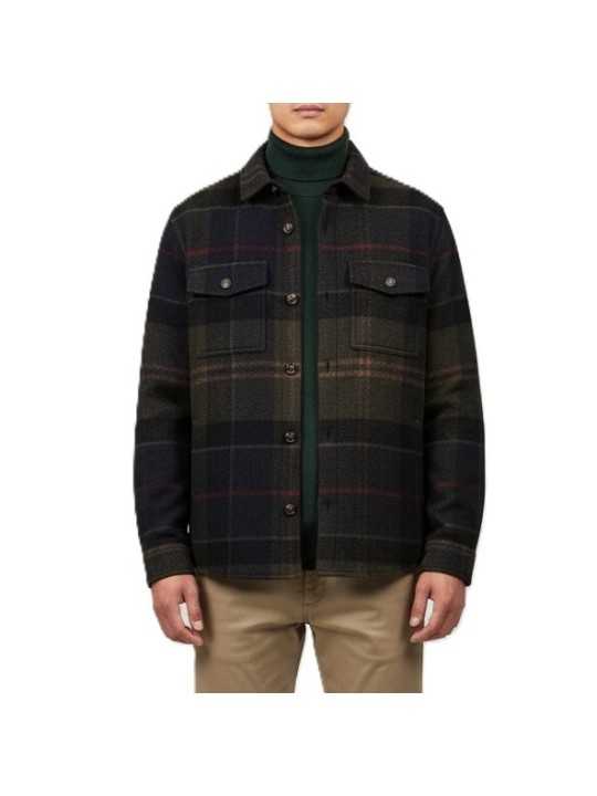 BLOUSON CHEMISE TARTAN SHADOW VERT NAVY FLANELLE NYLON MOS 0511 TN43 Barbour homme boutique Strasbourg shop online store front