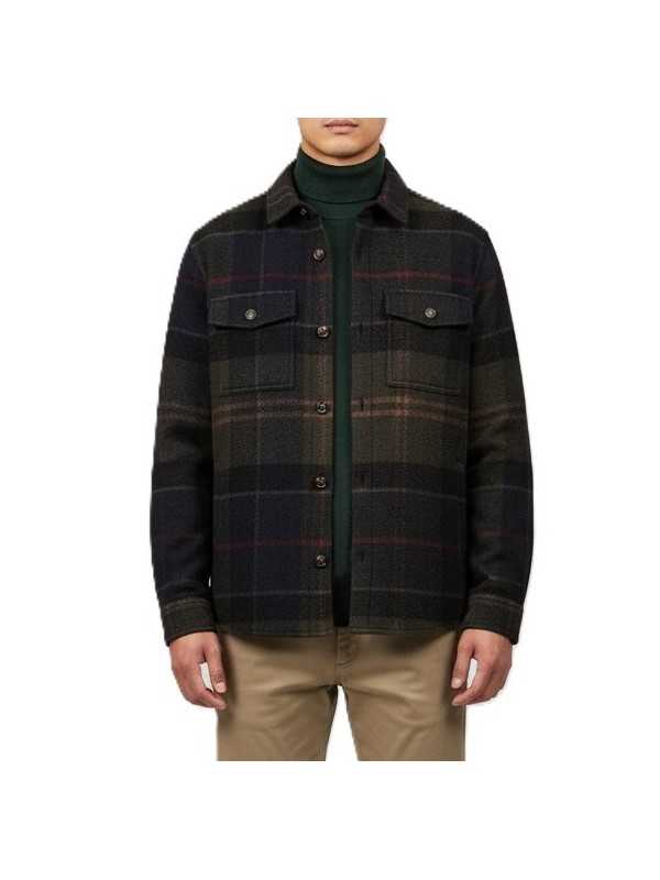 BLOUSON CHEMISE TARTAN SHADOW VERT NAVY FLANELLE NYLON MOS 0511 TN43 Barbour homme boutique Strasbourg shop online store front