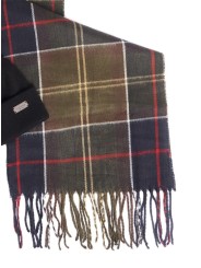 COFFRET ECHARPE TARTAN ROUGE BONNET NAVY SWINTON MGS0079 TN11 Barbour homme boutique Strasbourg shop online hat scarf franges