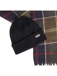 COFFRET ECHARPE TARTAN ROUGE BONNET NAVY SWINTON MGS0079 TN11 Barbour homme boutique Strasbourg shop online hat scarf bonnet