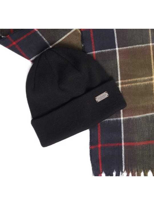 COFFRET ECHARPE TARTAN ROUGE BONNET NAVY SWINTON MGS0079 TN11 Barbour homme boutique Strasbourg shop online hat scarf bonnet