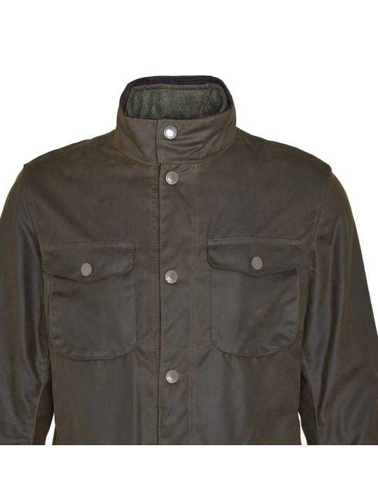 VESTE OGSTON WAXEE PLASTRON MATELASSE OLIVE MWX0700 OL51 BARBOUR HOMME boutique Strasbourg france onlibne store shop zoom