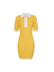 ROBE POLO COURTE CHENILLE JAUNE AM93T61E2 FA5 ELISABETTA FRANCHI femme store boutique vêtement shop online flat