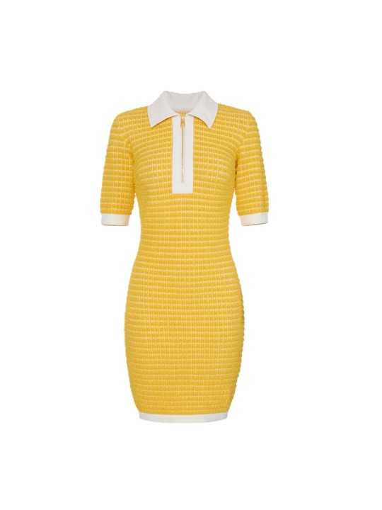 ROBE POLO COURTE CHENILLE JAUNE AM93T61E2 FA5 ELISABETTA FRANCHI femme store boutique vêtement shop online flat