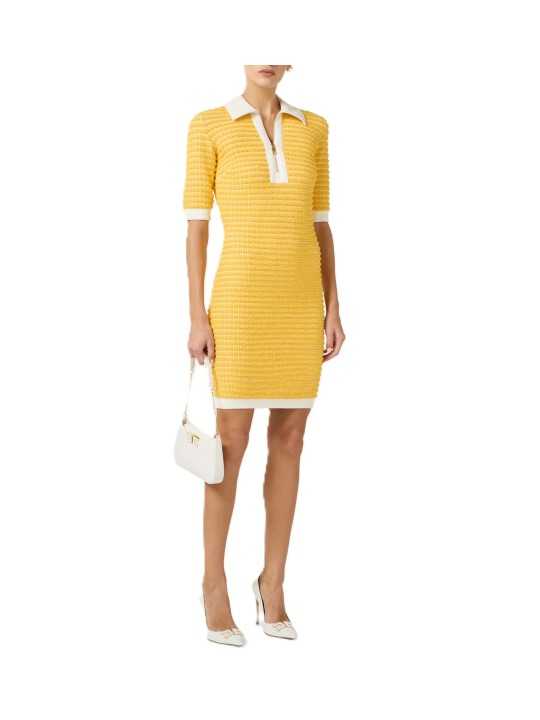 ROBE POLO COURTE CHENILLE JAUNE AM93T61E2 FA5 ELISABETTA FRANCHI femme store boutique vêtement shop online front