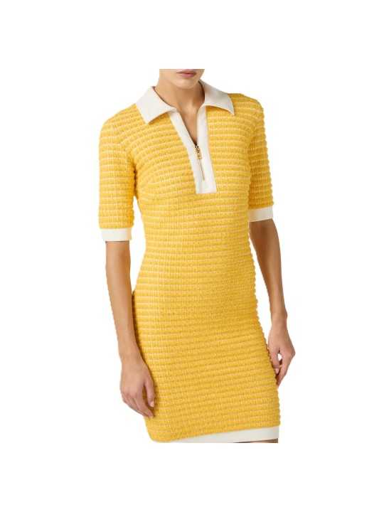 ROBE POLO COURTE CHENILLE JAUNE AM93T61E2 FA5 ELISABETTA FRANCHI femme store boutique vêtement shop online vue