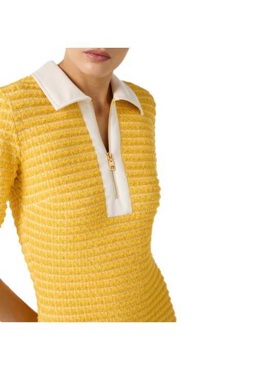 ROBE POLO COURTE CHENILLE JAUNE AM93T61E2 FA5 ELISABETTA FRANCHI femme store boutique vêtement shop online zoom col