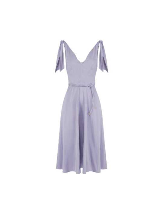 ROBE LONGUE COROLLE MAUVE NOEUDS EPAULES AB9036 1E2 ev7 ELISABETTA FRANCHI femme boutique Strasbourg vêtement shop online flat