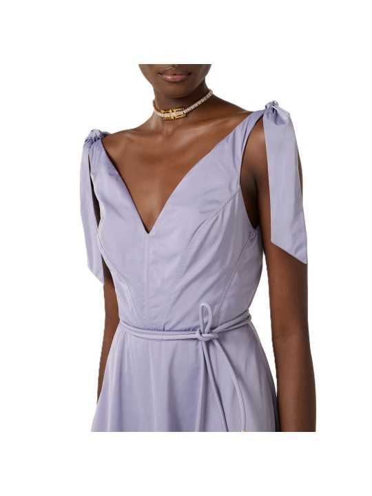 ROBE LONGUE COROLLE MAUVE NOEUDS EPAULES AB9036 1E2 ev7 ELISABETTA FRANCHI femme boutique Strasbourg vêtement shop online zoom