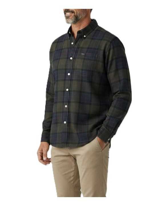 CHEMISE FLANELLE TARTAN SHADOW NAVY VERT FORTROSE MSH 4991 TN43 boutique Strasbourg vêtement Barbour homme shoponline profil