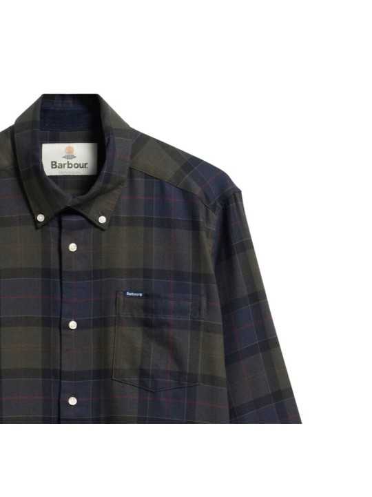 CHEMISE FLANELLE TARTAN SHADOW NAVY VERT FORTROSE MSH 4991 TN43 boutique Strasbourg vêtement Barbour homme shoponline col