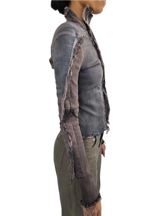 Blouson jeans tie & die Gary Jacket rose bleu RP02F 5701 SDWRCM 23100 Rick Owens femme boutique Strasbourg vêtement profil