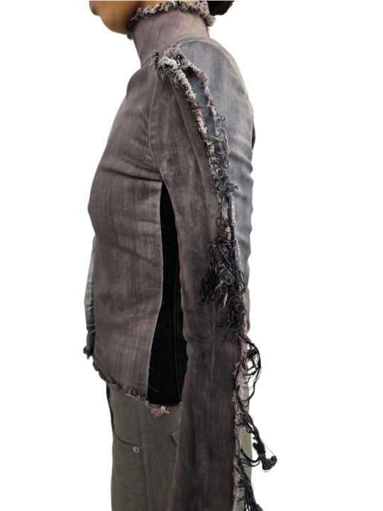 Blouson jeans tie & die Gary Jacket rose bleu RP02F 5701 SDWRCM 23100 Rick Owens femme boutique Strasbourg vêtement détail