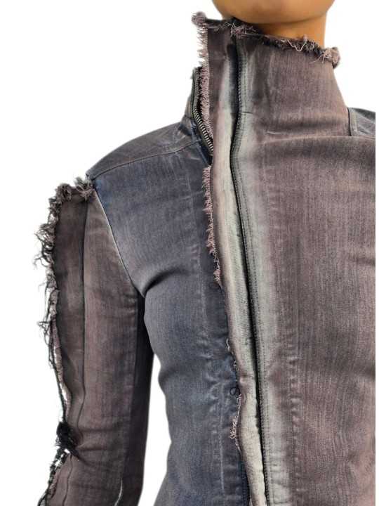 Blouson jeans tie & die Gary Jacket rose bleu RP02F 5701 SDWRCM 23100 Rick Owens femme boutique Strasbourg vêtement zoom