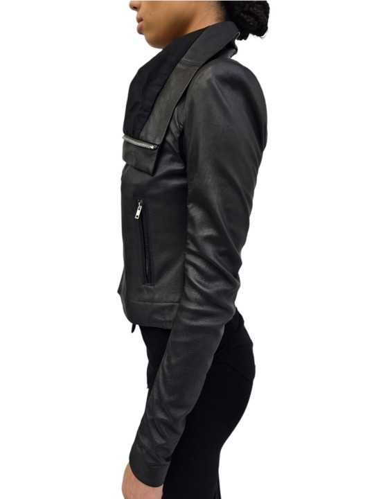 Blouson cuir noir Classic Byker agneau plongé RP02F 5708 LBK 09 Rick Owens Femme vêtement boutique Store shop online profil