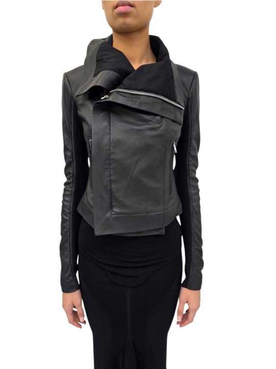 Blouson cuir noir Classic Byker agneau plongé RP02F 5708 LBK 09 Rick Owens Femme vêtement boutique Store shop online front