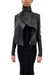 Blouson cuir noir Classic Byker agneau plongé RP02F 5708 LBK 09 Rick Owens Femme vêtement boutique Store shop online open