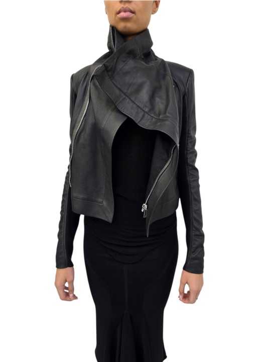 Blouson cuir noir Classic Byker agneau plongé RP02F 5708 LBK 09 Rick Owens Femme vêtement boutique Store shop online open