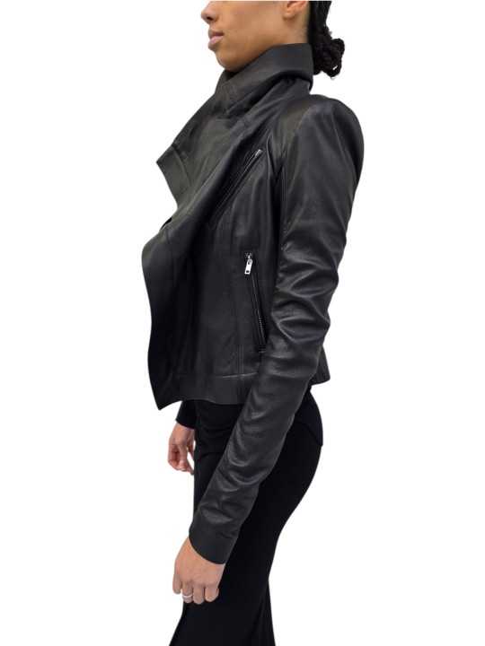 Blouson cuir noir Classic Byker agneau plongé RP02F 5708 LBK 09 Rick Owens Femme vêtement boutique Store shop online vue
