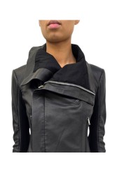Blouson cuir noir Classic Byker agneau plongé RP02F 5708 LBK 09 Rick Owens Femme vêtement boutique Store shop online détail