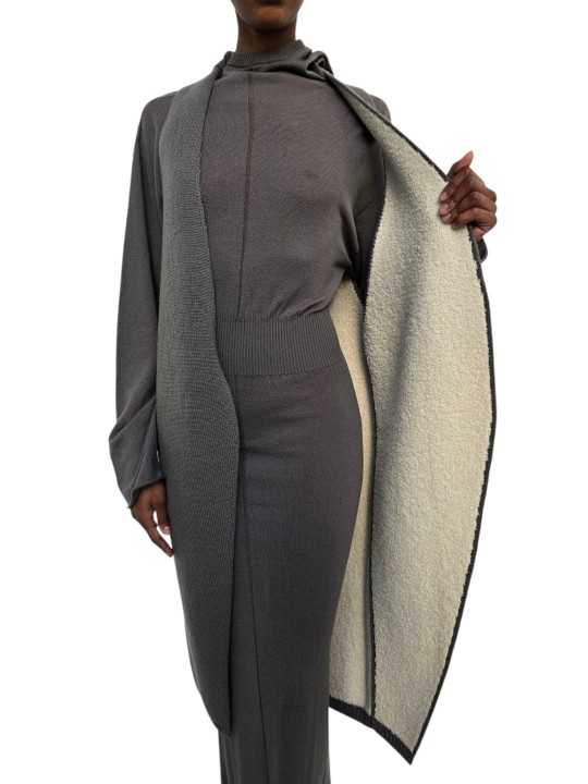 Gilet long bicolor Dust Naturel écru intérieur Cyclops Coat Rick Owens femme RP02F 5600 KWVD 342 boutique Strasbourg vêtement op