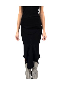 JUPE LONGUE NOIR MAILLE GODET CALF SKIRT RP02F 5677 ML 09 RICK OWENS FEMME boutique vêtement store shop online front