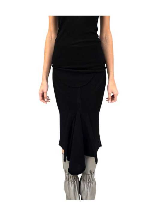 JUPE LONGUE NOIR MAILLE GODET CALF SKIRT RP02F 5677 ML 09 RICK OWENS FEMME boutique vêtement store shop online front