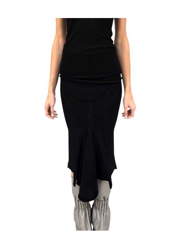 JUPE LONGUE NOIR MAILLE GODET CALF SKIRT RP02F 5677 ML 09 RICK OWENS FEMME boutique vêtement store shop online front
