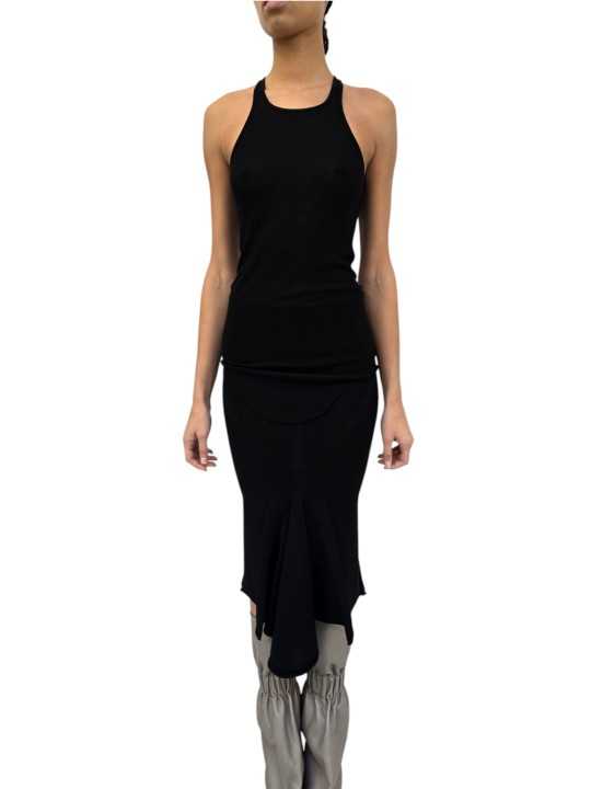 JUPE LONGUE NOIR MAILLE GODET CALF SKIRT RP02F 5677 ML 09 RICK OWENS FEMME boutique vêtement store shop online look