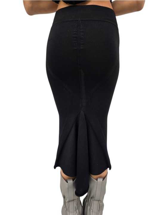 JUPE LONGUE NOIR MAILLE GODET CALF SKIRT RP02F 5677 ML 09 RICK OWENS FEMME boutique vêtement store shop online back