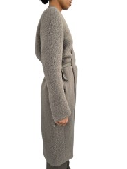 Manteau alpaga bouclette dark pearl croisé ceinture Soft Cyclops Coat Rick Owens femme RP02F 5914 WPA 48 profil