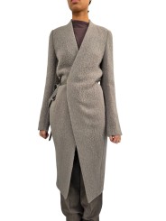 Manteau alpaga bouclette dark pearl croisé ceinture Soft Cyclops Coat Rick Owens femme RP02F 5914 WPA 48 boutique vêtement front