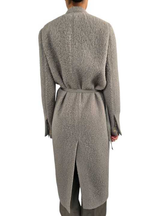 Manteau alpaga bouclette dark pearl croisé ceinture Soft Cyclops Coat Rick Owens femme RP02F 5914 WPA 48 boutique vêtement dos