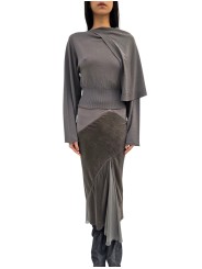 Pull laine vierge Scarf Top Dust manches longues écharpe RP02F 5622 M 34 Rick Owens Femme boutique Strasbourg vêtement face