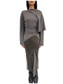 Pull laine vierge Scarf Top Dust manches longues écharpe RP02F 5622 M 34 Rick Owens Femme boutique Strasbourg vêtement face