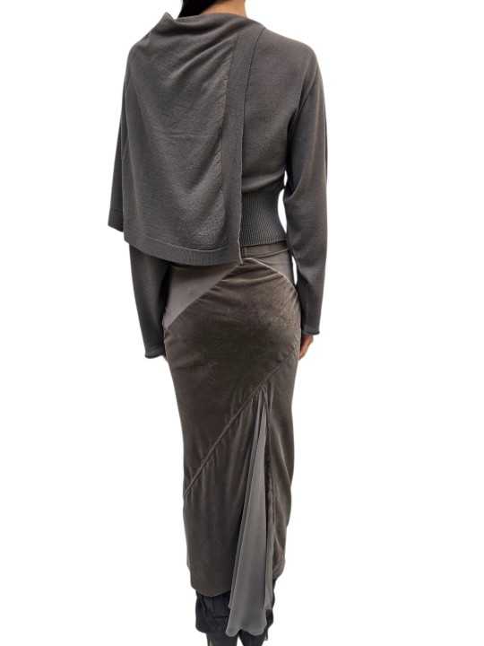 Pull laine vierge Scarf Top Dust manches longues écharpe RP02F 5622 M 34 Rick Owens Femme boutique Strasbourg vêtement back