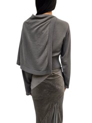 Pull laine vierge Scarf Top Dust manches longues écharpe RP02F 5622 M 34 Rick Owens Femme boutique Strasbourg vêtement back2