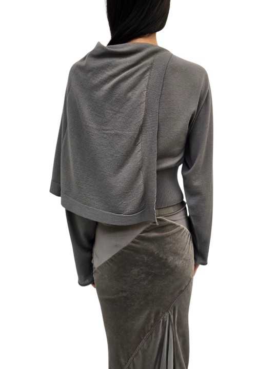 Pull laine vierge Scarf Top Dust manches longues écharpe RP02F 5622 M 34 Rick Owens Femme boutique Strasbourg vêtement back2