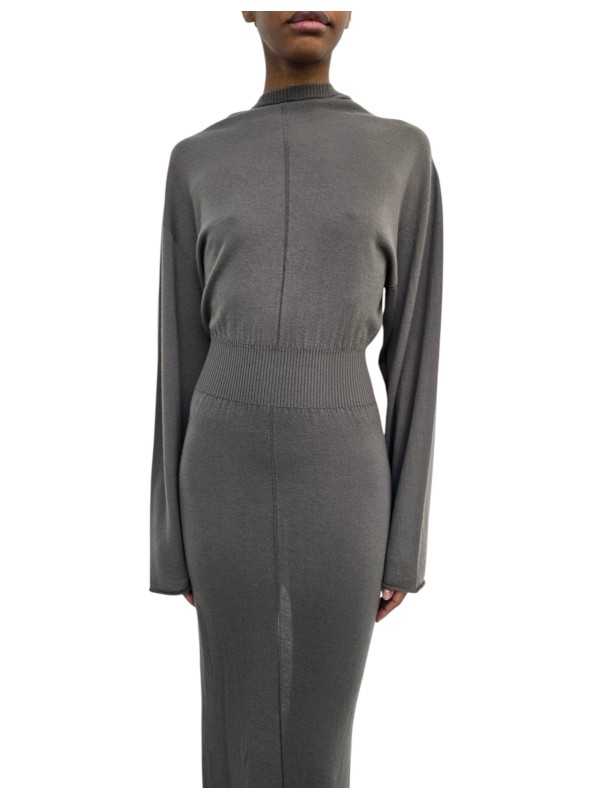 Robe longue maille fine capuche Dust Hooded Dress Rick Owens Femme RP02F 5649 M 34 boutique vêtement Strasbourg France store f
