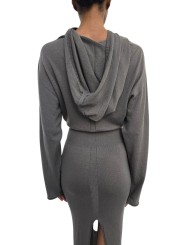 Robe longue maille fine capuche Dust Hooded Dress Rick Owens Femme RP02F 5649 M 34 boutique vêtement Strasbourg France store z