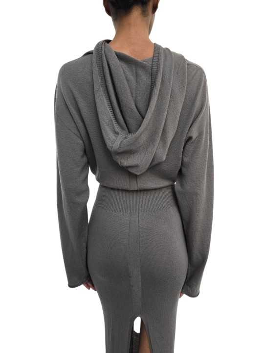 Robe longue maille fine capuche Dust Hooded Dress Rick Owens Femme RP02F 5649 M 34 boutique vêtement Strasbourg France store z